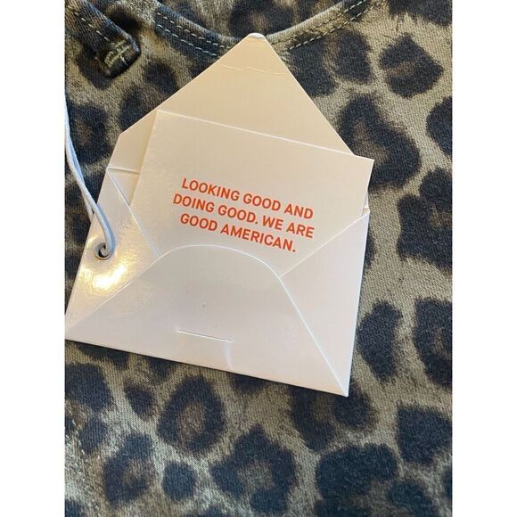 GOOD AMERICAN Green Leopard Cut Off Jean Shorts - Picture 8 of 8